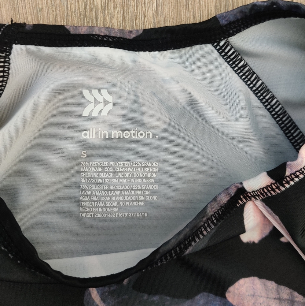 All in Motion Floral Rash Guard Crop Top *altered*